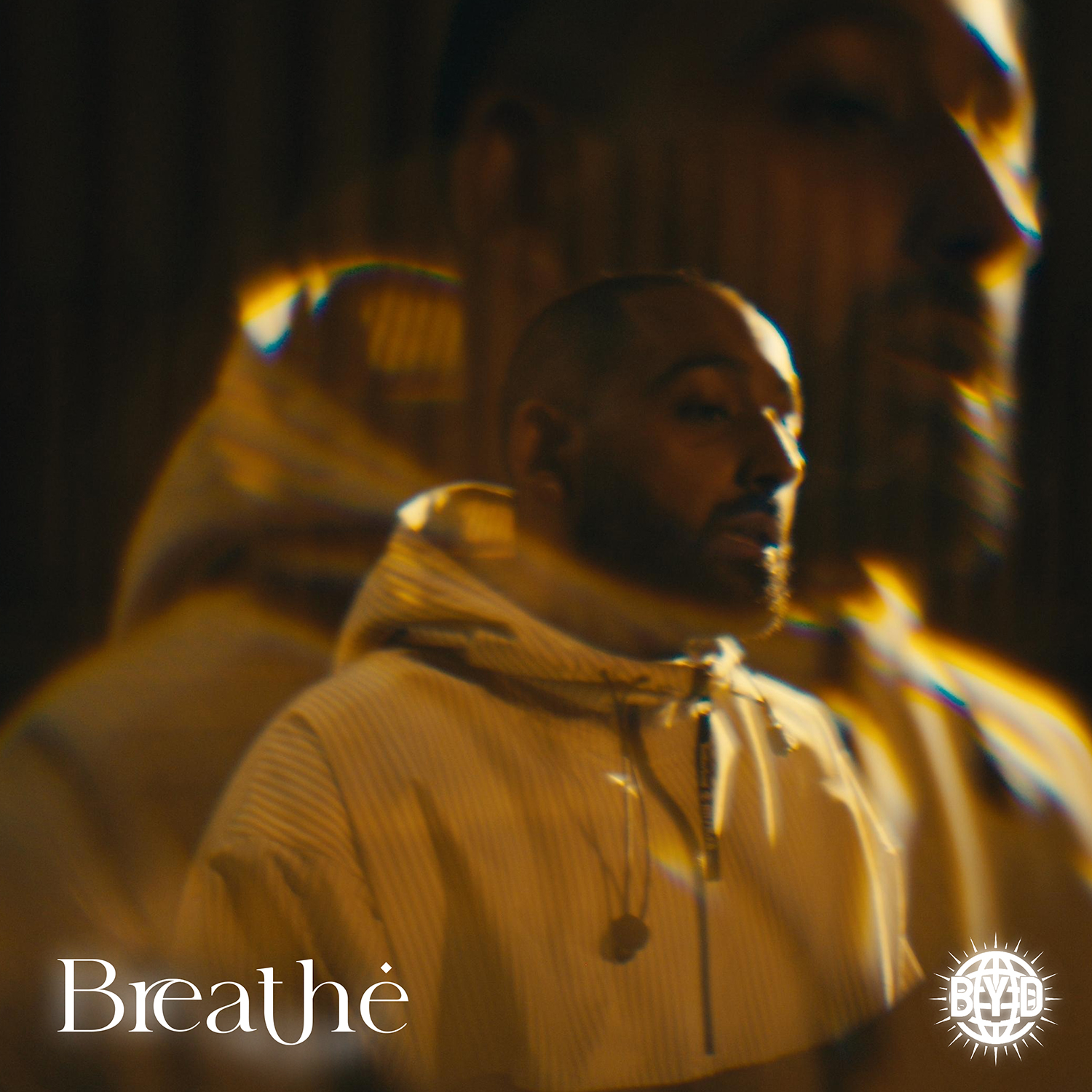 Cover art design for J. Kosmos' single Breathe, featuring custom typography.